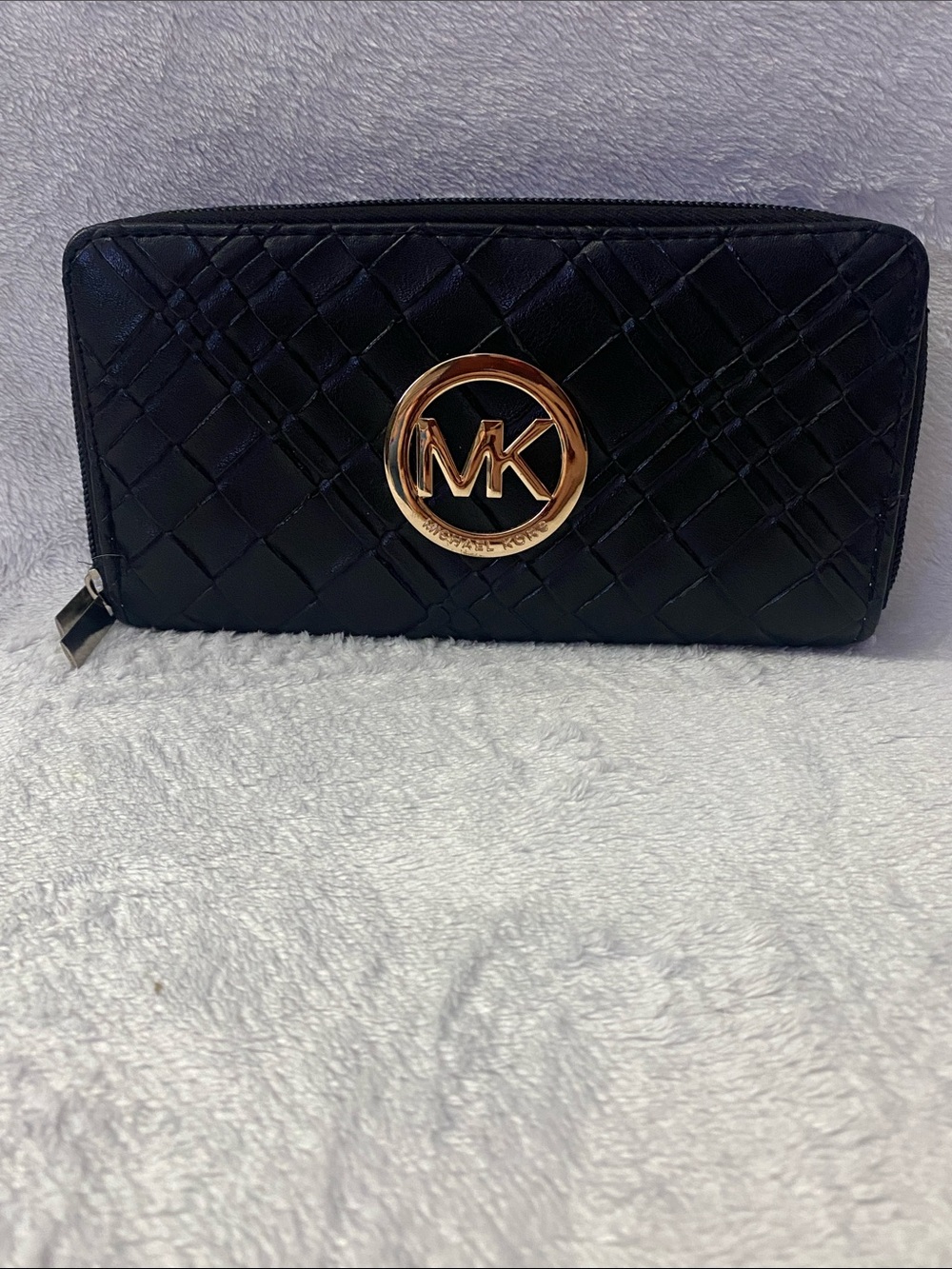Michael Kors Wallet Black Quilted Zip Around Continental